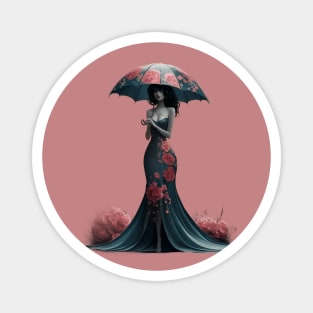 Figure in an Elegant Holding an Umbrella Magnet